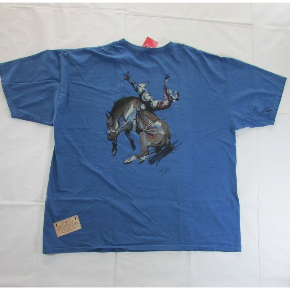 Kimes Ranch Men's 2XL Short Sleeve Winning Ride Rodeo Bronc Graphic T-Shirt Blue